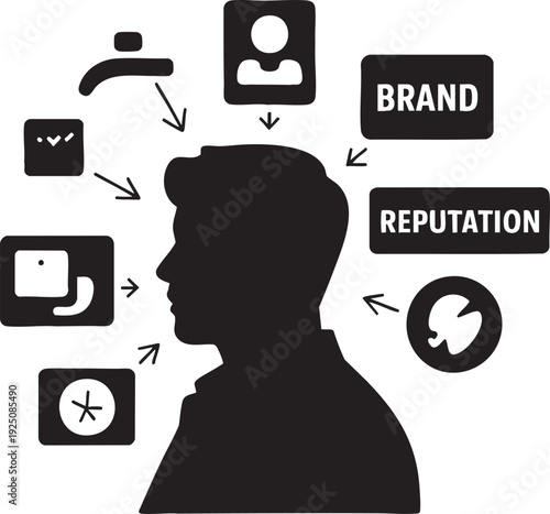 Man's online presence and digital reputation are influenced by various social media platforms and online profiles.