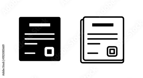 Official secure document file with text lines and a square stamp or QR code icon