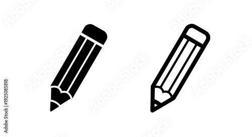 Simple Pencil Icon Set: Essential Drawing and Writing Instruments for Creative and Academic Work