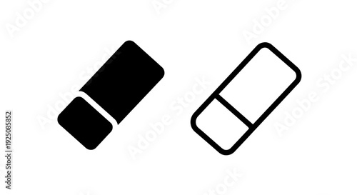 Simple Eraser Icon Set: Modern Correction Tool Symbols for Digital and Print Design Projects