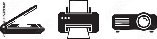 Business Scanner Printer Projector Technology Vector Graphic Design
