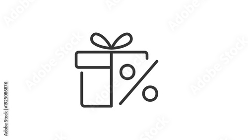 Discount gift box with percent sign.