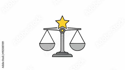 Scales of justice with star symbol.