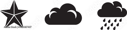 Night Sky Star Cloud Rain Weather Icon Set