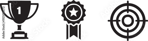 Success Trophy Award Target Achievement Business Icon Set
