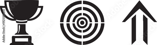 Victory Trophy Award Target Business Motivation Vector Icons