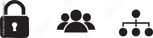 Private User Lock Group Organization Security Vector Icons