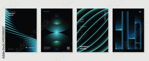 dark neon poster background vector background with black teal blue colors. Modern design for poster, cover, and branding.