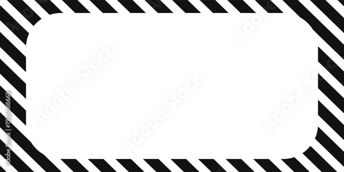 Border with line white and black color. Caution sign. The hazard warning for text and symbols filled.