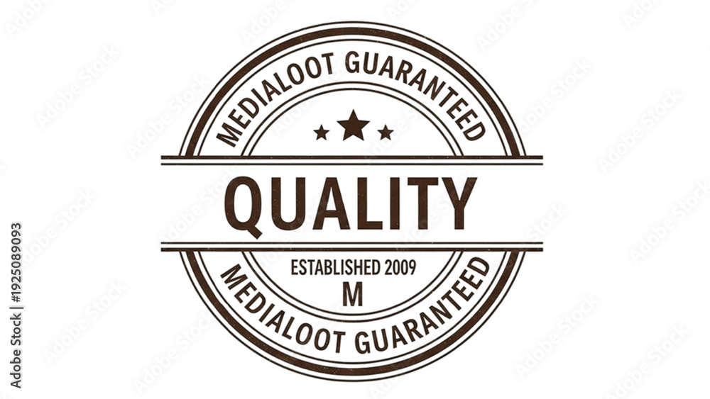 Obraz premium Black and white seal with stars and text stamp medialoot