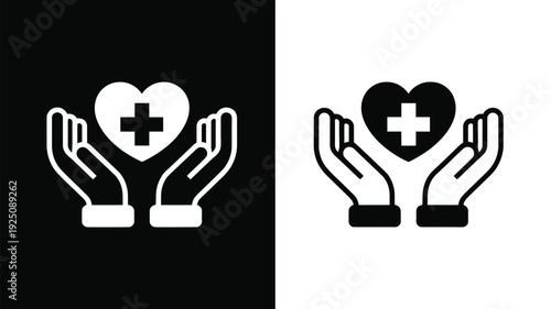 Healthcare Protection Concept With Caring Hands And Medical Cross Symbol