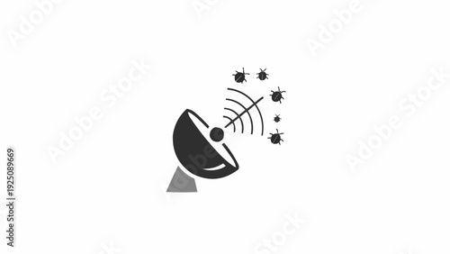 Satellite Dish Receiving Signal Illustration.