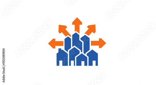 Blue and orange business growth symbol.