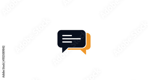 Black and orange speech bubble icon.