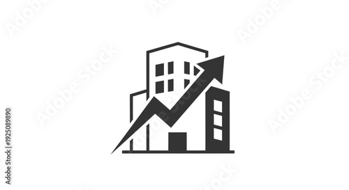 Black and white business growth icon.