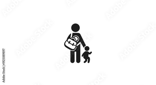 Black silhouette of adult holding child.