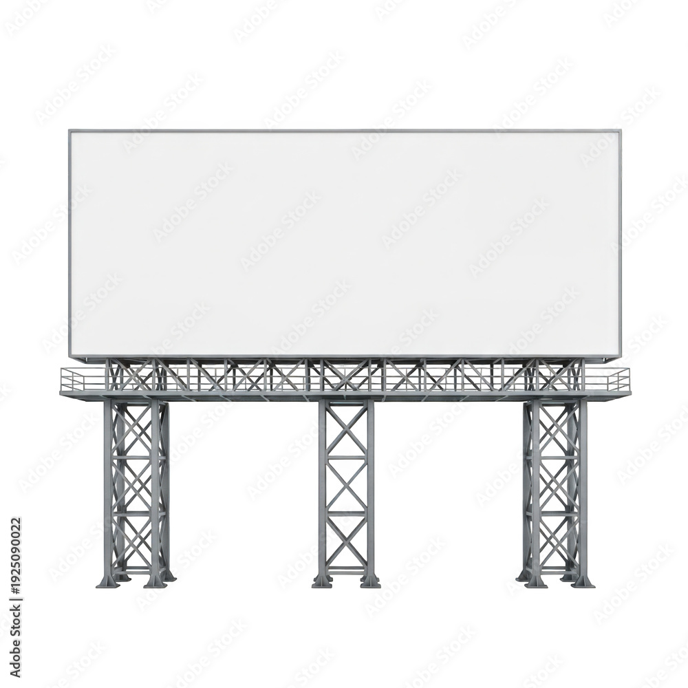 Obraz premium Blank billboard structure with metal supports isolated on transparent background