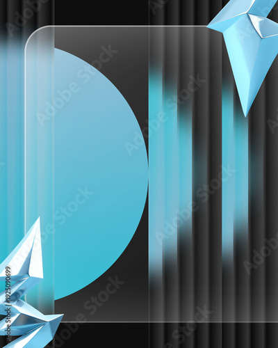 Abstract Geometric Shapes with Blue Gradient and Metallic Elements