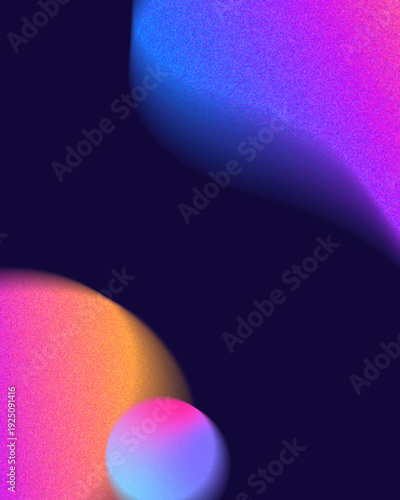 Abstract Gradient Spheres with Grain Texture on Dark Background