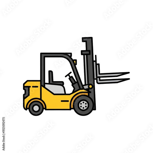 Warehouse Forklift Icon Flat Design Material Handling Equipment Industrial Transportation Vehicle