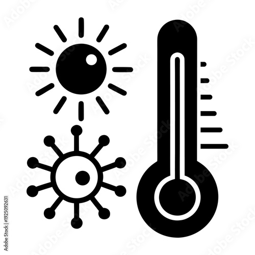 Weather Sign Temperature Icon Set Vector on White Background.