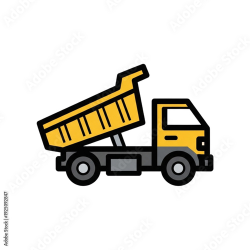 Yellow Dump Truck Illustration Graphic Design