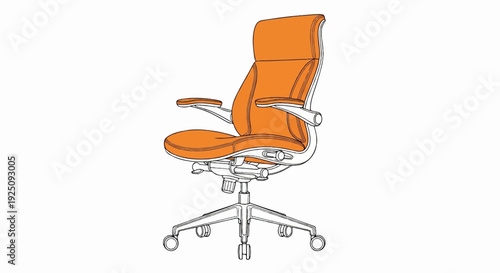 An ergonomic office chair with orange upholstery and silver base