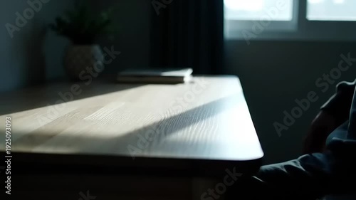 Sunlight on Wooden Desk in Moody Interior