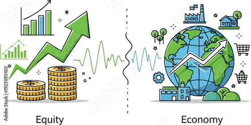 Conceptual graphics of growing finances and global economic activity
