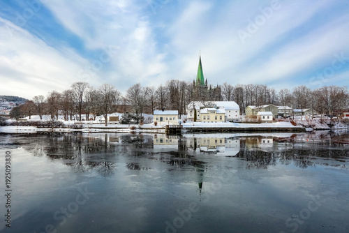 The cathedral Nidarosdomen in Trondheim in the winter