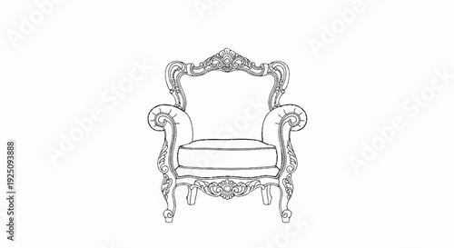 Ornate armchair with scrolling arms and carved details