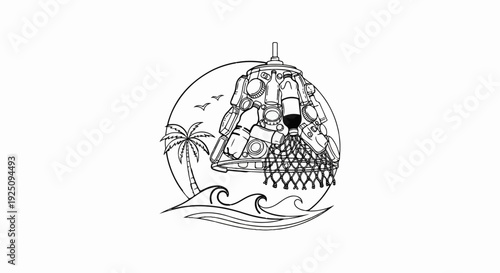 Space capsule filled with plastic waste descends into ocean waves