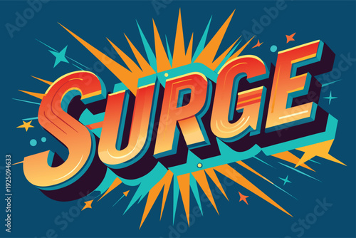 Vibrant surge text with dynamic explosion background