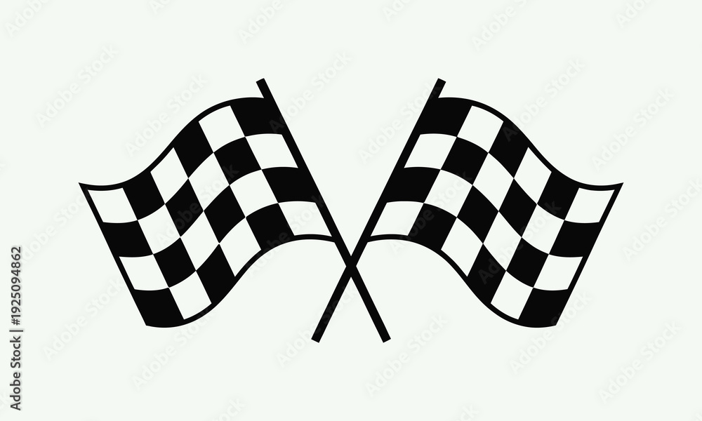 Fototapeta premium Black and white checkered flags vector icon graphic design, race flags design element
