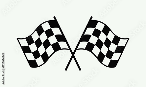 Black and white checkered flags vector icon graphic design, race flags design element