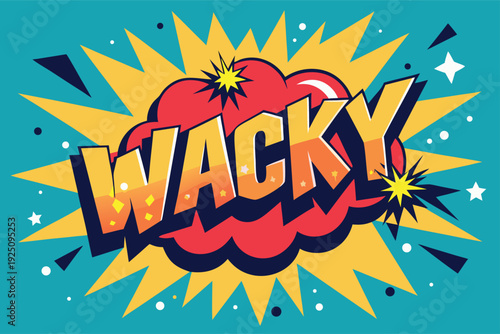 Vibrant comic book style illustration with wacky text explosion