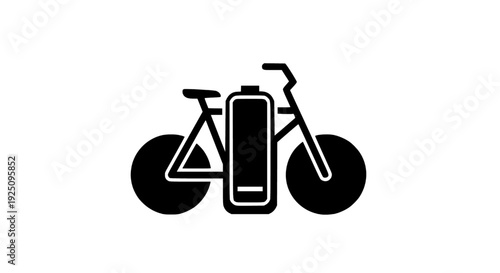 Electric bicycle with removable battery pack viewed from the front, showcasing modern eco-friendly transportation technology illustration