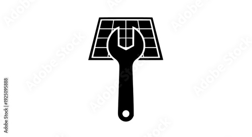 Adjusting solar panel with a wrench for renewable energy maintenance