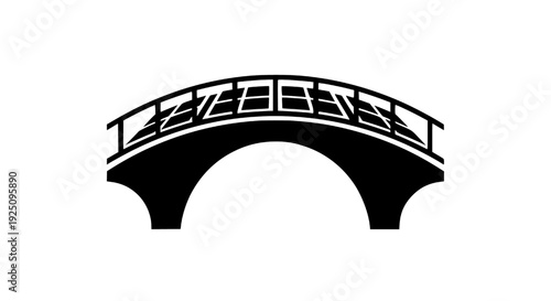 Illustration of a bridge with a railing viewed from the side in a serene environment