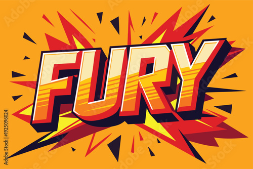 Vibrant comic book style illustration of the word Fury in bold letters