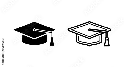 Graduation Cap Icons: Academic Achievement, Education, and Ceremony Symbol for Success and Learning