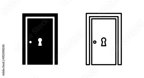 Minimalist door icon featuring a classic keyhole, symbolizing access, security, privacy, and entry.