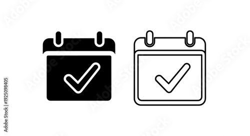 Calendar Checkmark Icon - Confirmed Date and Completed Schedule Symbol