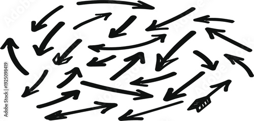 Vector arrows concept diverse directional forces in motion