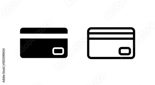 Credit Card Icon - Black and Outline Symbol for Online Payment and Financial Transactions