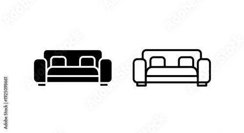 Modern Sofa or Couch Icons for Living Room, Furniture, and Home Interior Design Concepts