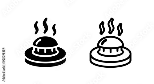 Hot Food Warmer Serving Dish Vector Icons; Restaurant Catering and Buffet Heat Preservation Symbol
