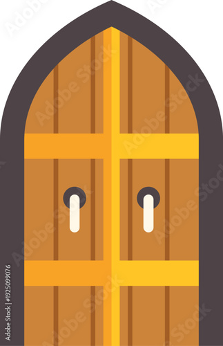 Medieval arch door in simple flat vector icon design