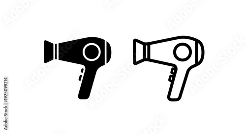 Professional Hairdryer Symbol Set for Beauty Routine and Professional Barbershop Services