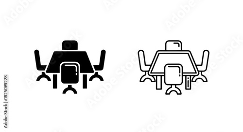 Boardroom Table with Chairs for Business Meetings and Corporate Seminars Workspace Icon